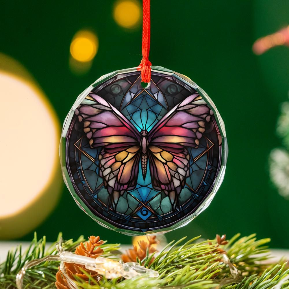 Mystic Butterfly Glass Ornament Gothic Christmas Tree Ornament-MoonChildWorld