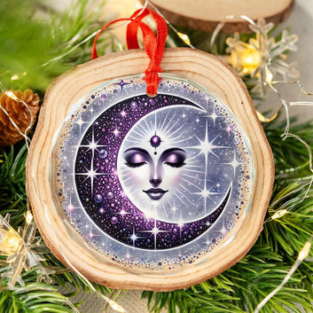 Celestial Moon Goddess Glass Ornament Wicca Christmas Tree Ornament