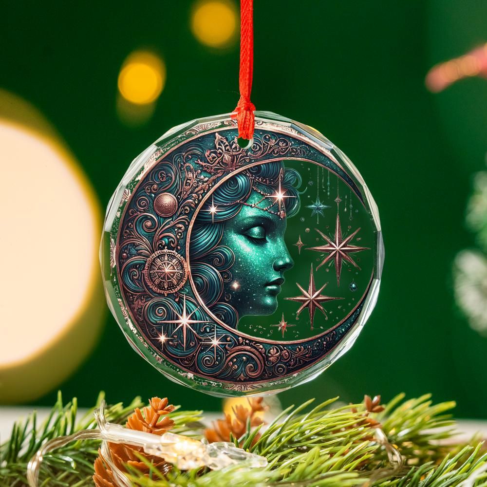 Moon Goddess Glass Ornament Celestial Christmas Ornament-MoonChildWorld