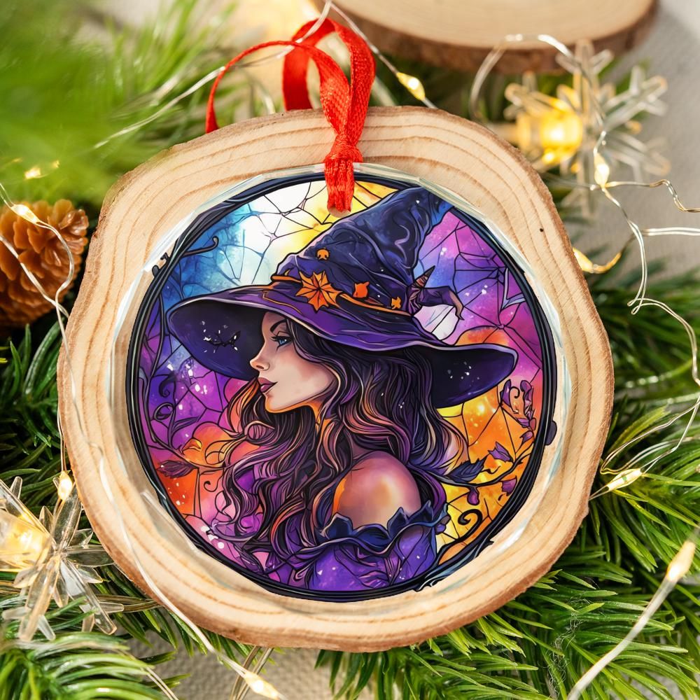 Gothic Witch Glass Ornament Mystical Christmas Ornament-MoonChildWorld