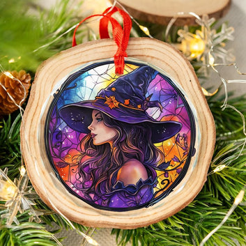 Gothic Witch Glass Ornament Mystical Christmas Ornament