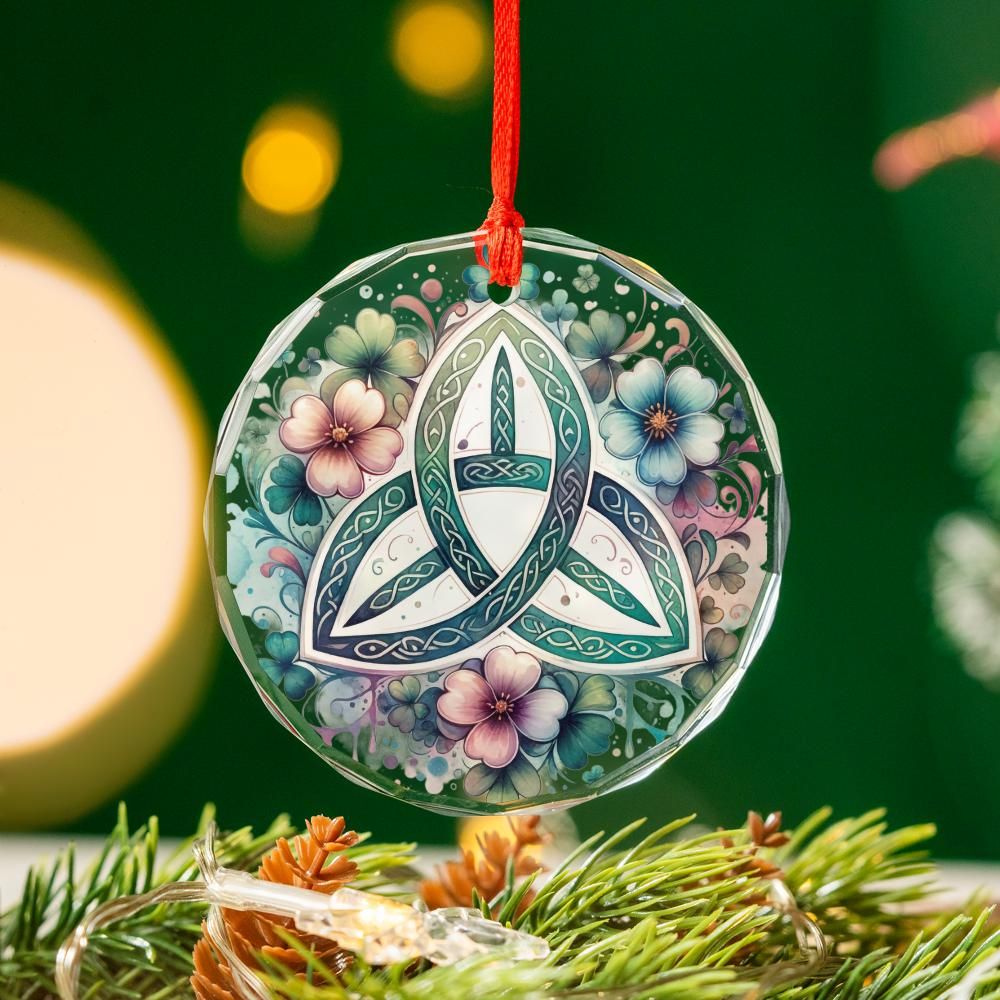 Celtic Triquetra Glass Ornament Pagan Yule Ornament-MoonChildWorld