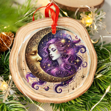 Celestial Moon Goddess Glass Ornament Pagan Yule Ornament-MoonChildWorld