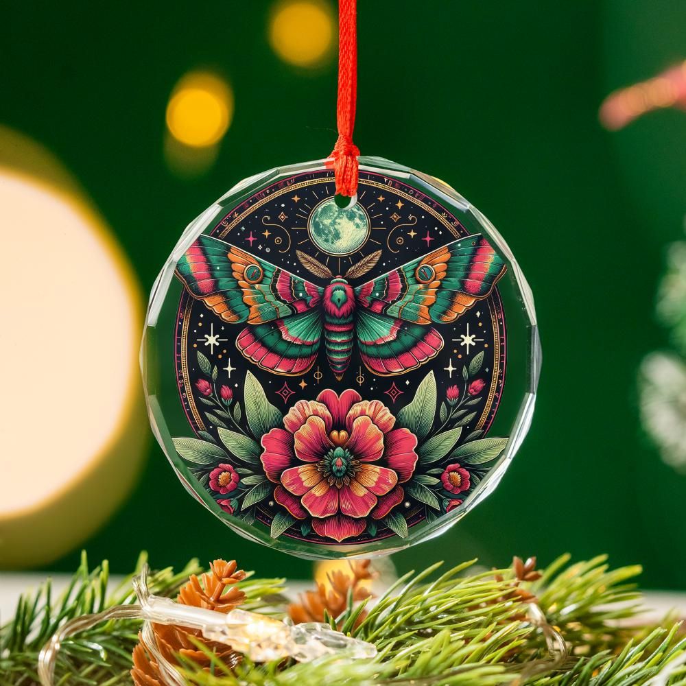 Luna Moth Glass Ornament Mystic Butterfly Christmas Tree Ornament-MoonChildWorld