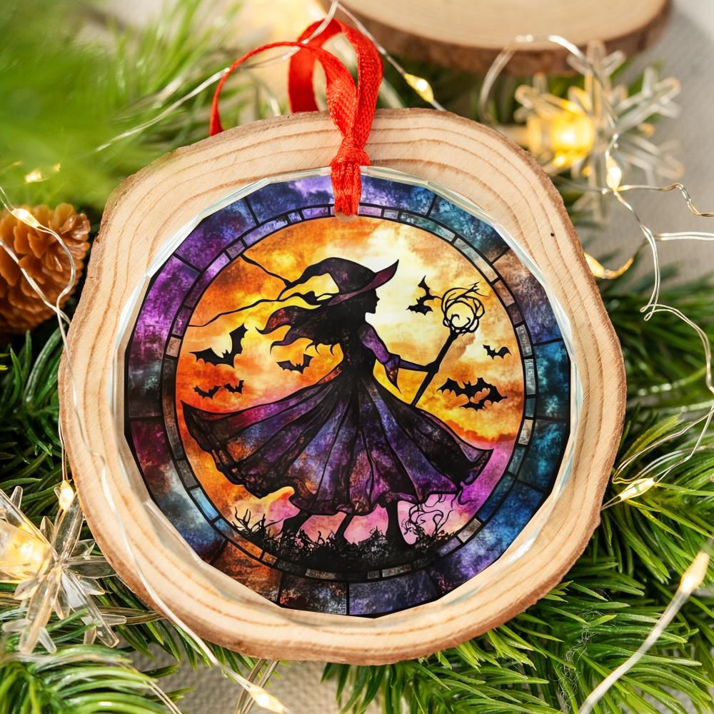 Witch Gothic Glass Ornament Wicca Christmas Ornament-MoonChildWorld