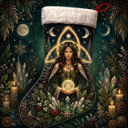 Triquetra Goddess Christmas Stocking Celtic Pagan Altar Decor