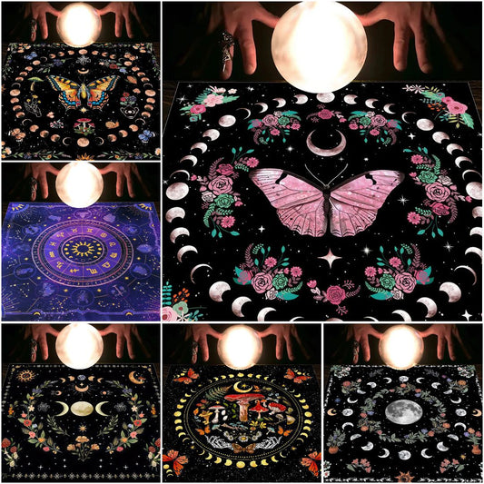 Moon Floral Botanical Tarot Cloth Pagan Altar Cloth Tarot card tablecloth