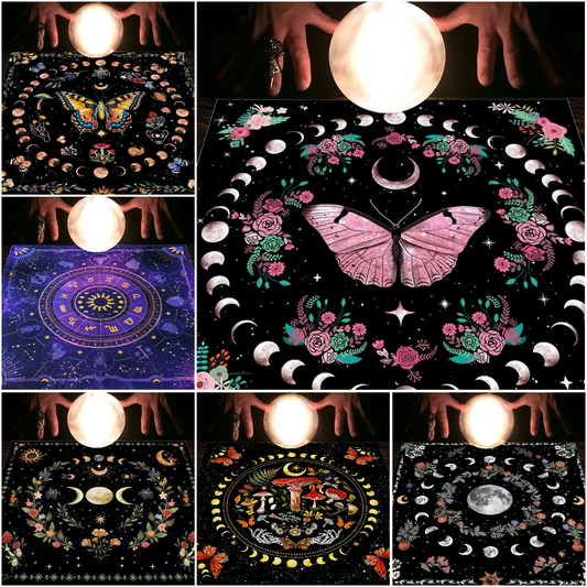 Moon Floral Botanical Tarot Cloth Pagan Altar Cloth Tarot card tablecloth