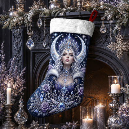 Winter Ice Queen Christmas Stocking Snow Goddess Pagan Decor