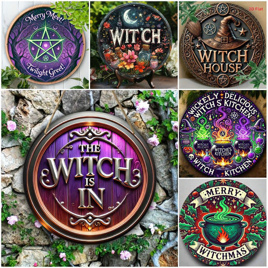 Wiccan & Pagan Metal Sign Witchy Welcome Decor for Yule & Halloween