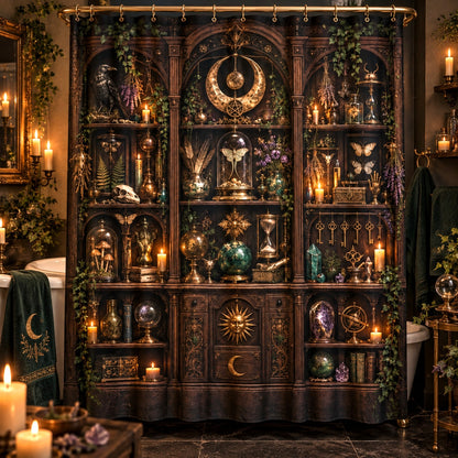 Witchy Shower Curtain - Apothecary Cabinet Occult Curio Decor