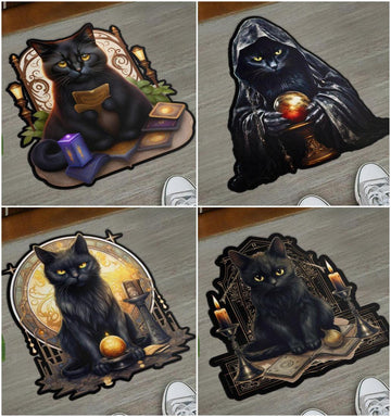 Wizard Cat Door Mat Black Cat Witchy Doormat-MoonChildWorld