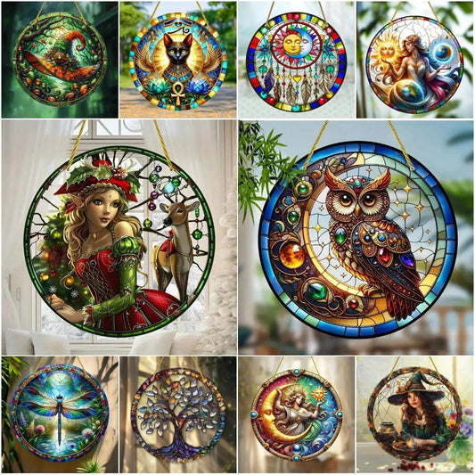 Spiritual suncatcher Mystic window decor Gothic window art Witchy Hanging Ornament for Christmas, Halloween