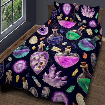 Potions and crystals Witchy Quilt Bedding Set-MoonChildWorld