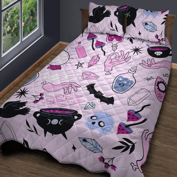 Witch Pattern Witchy Quilt Bedding Set-MoonChildWorld