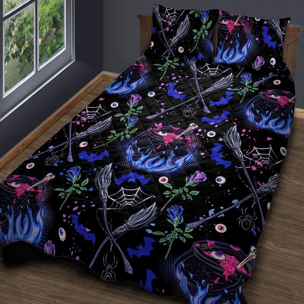 Cauldron Witch Halloween Quilt Bedding Set-MoonChildWorld