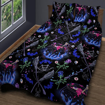 Cauldron Witch Halloween Quilt Bedding Set-MoonChildWorld