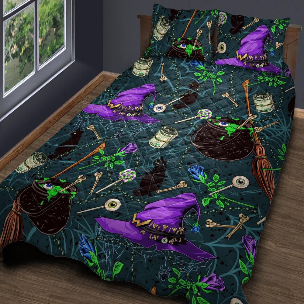 Witch Halloween quilt bedding set-MoonChildWorld