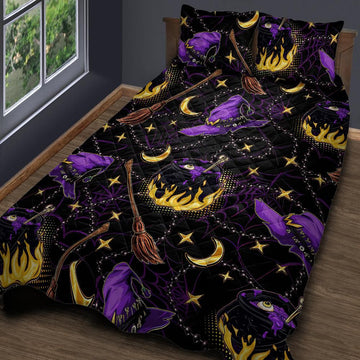 Witch Halloween Quilt Bedding Set-MoonChildWorld