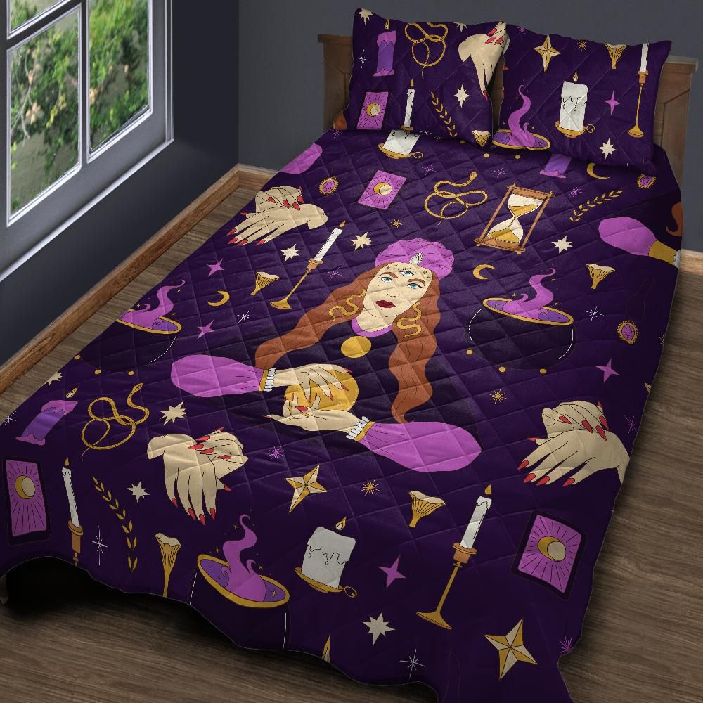 Fortune Teller Halloween Witch Quilt Bedding Set-MoonChildWorld