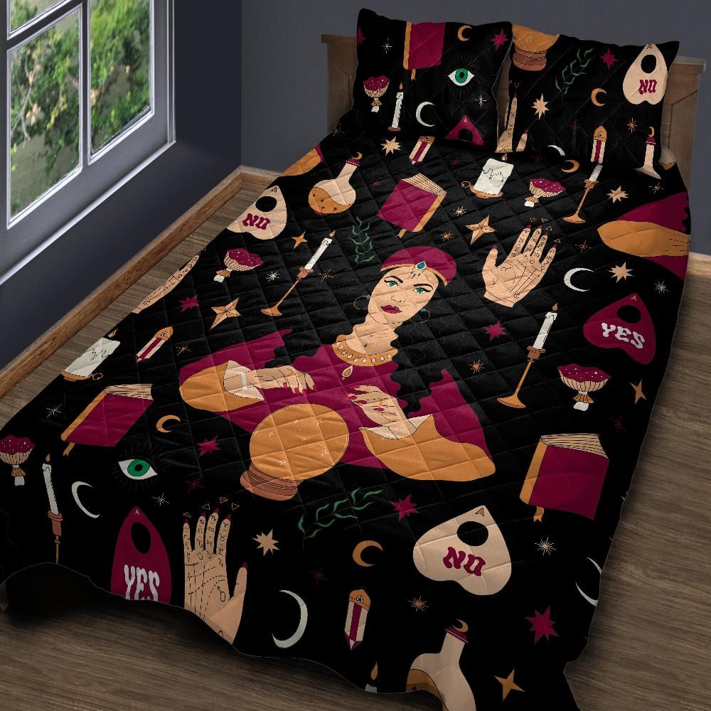 Fortune Teller Halloween Witch Quilt Bedding Set-MoonChildWorld