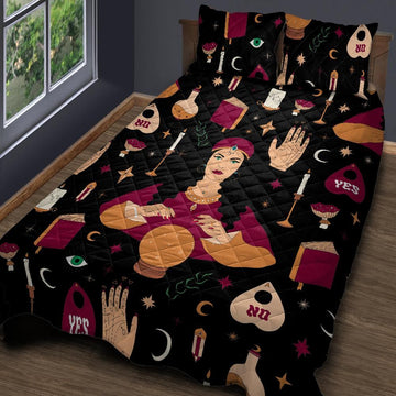 Fortune Teller Halloween Witch Quilt Bedding Set-MoonChildWorld