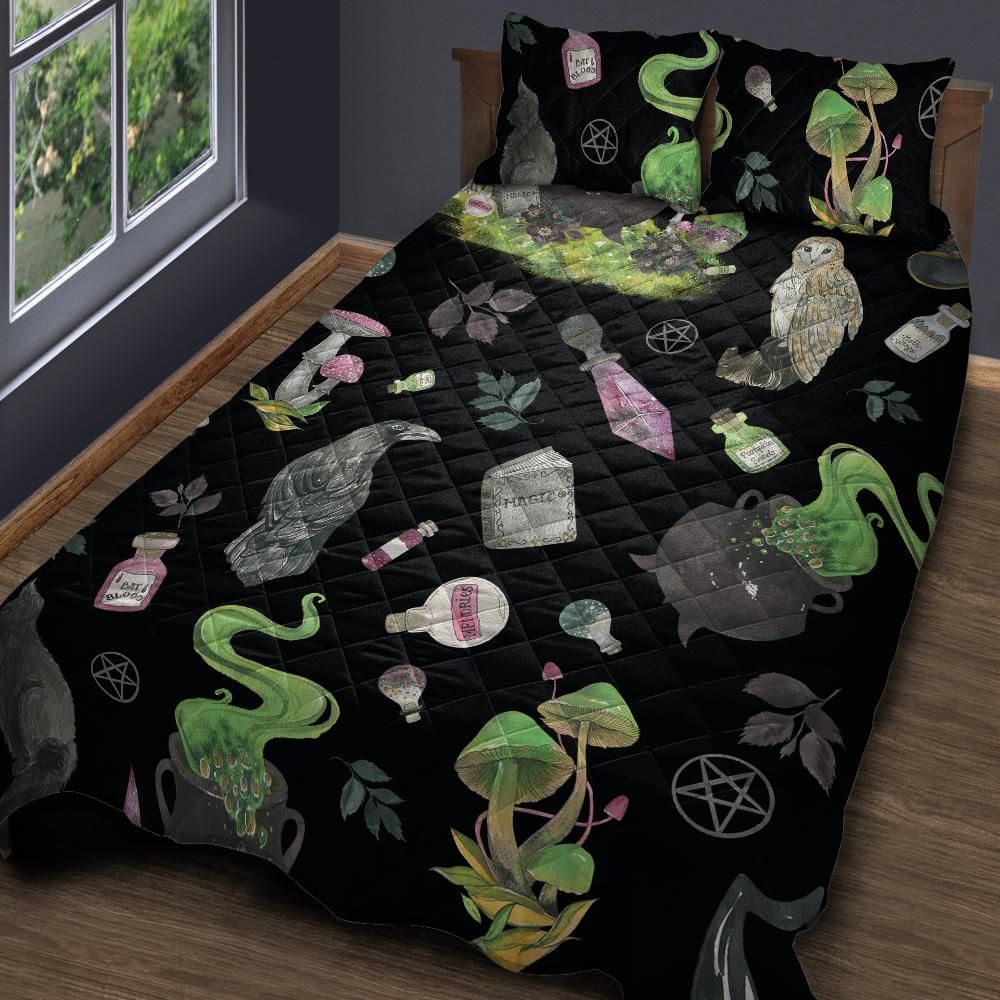 Witch Pattern Hallloween Quilt Bedding Set-MoonChildWorld