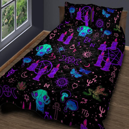 Gothic Skull Witchcraft Quilt Bedding Set