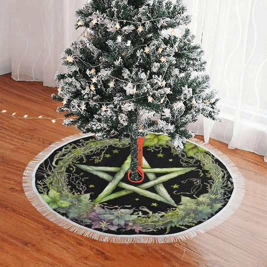 Pentagram Pagan Christmas Tree Skirt-MoonChildWorld