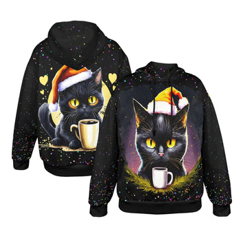 Christmas Black cat Hoodie-MoonChildWorld
