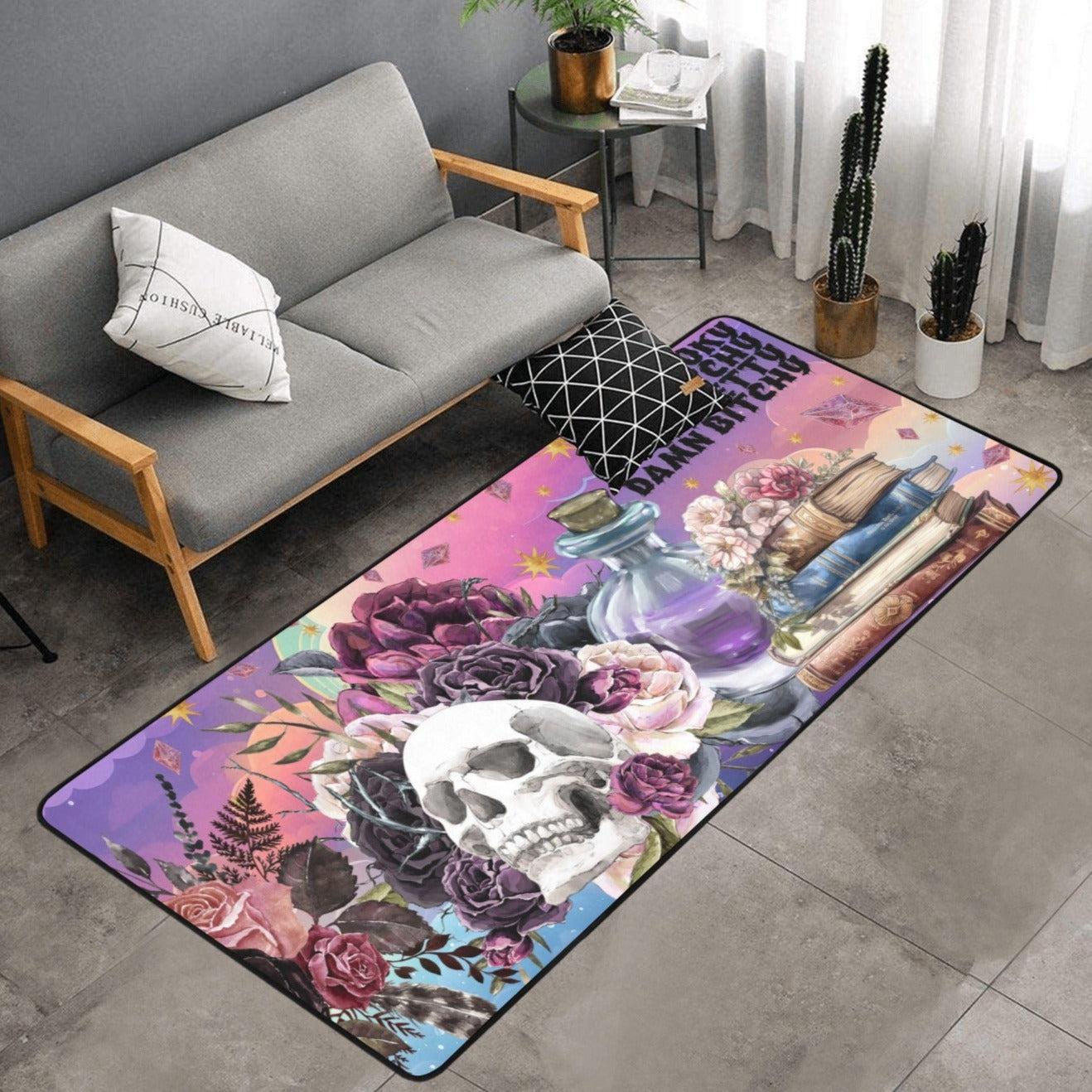 Gothic Skull Spooky Witch Area Rug-MoonChildWorld