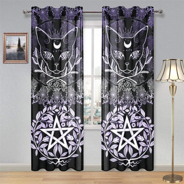 Occult cat Witch Gauze Curtain-MoonChildWorld