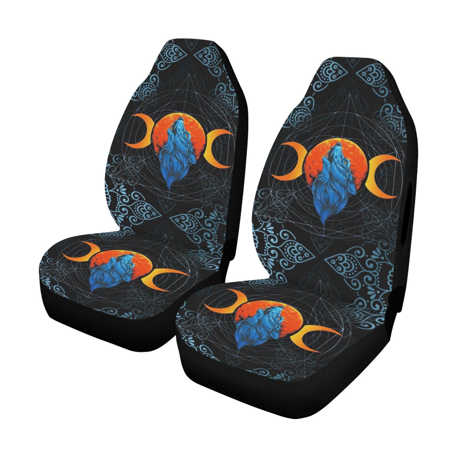 Triple moon wolf wicca Car Seat Covers-MoonChildWorld