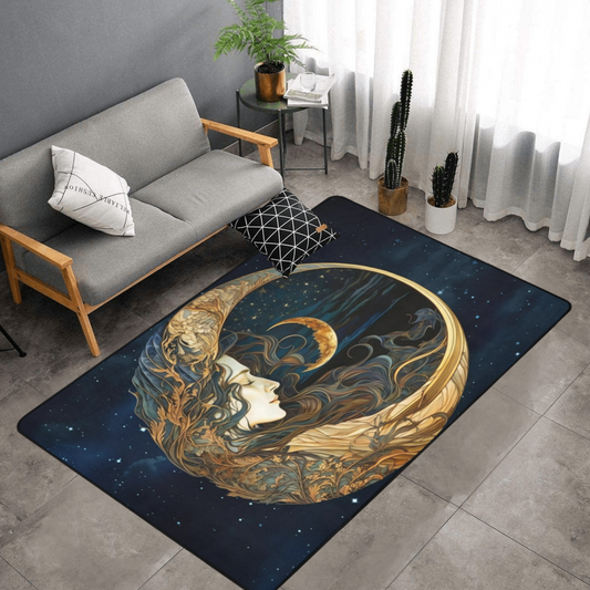 Moon goddess area rug Wicca pagan rug