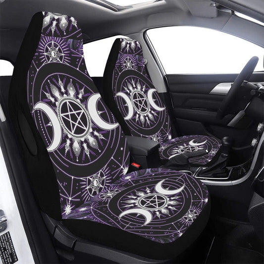 Wicca pentagram triple moon Car Seat Covers-MoonChildWorld