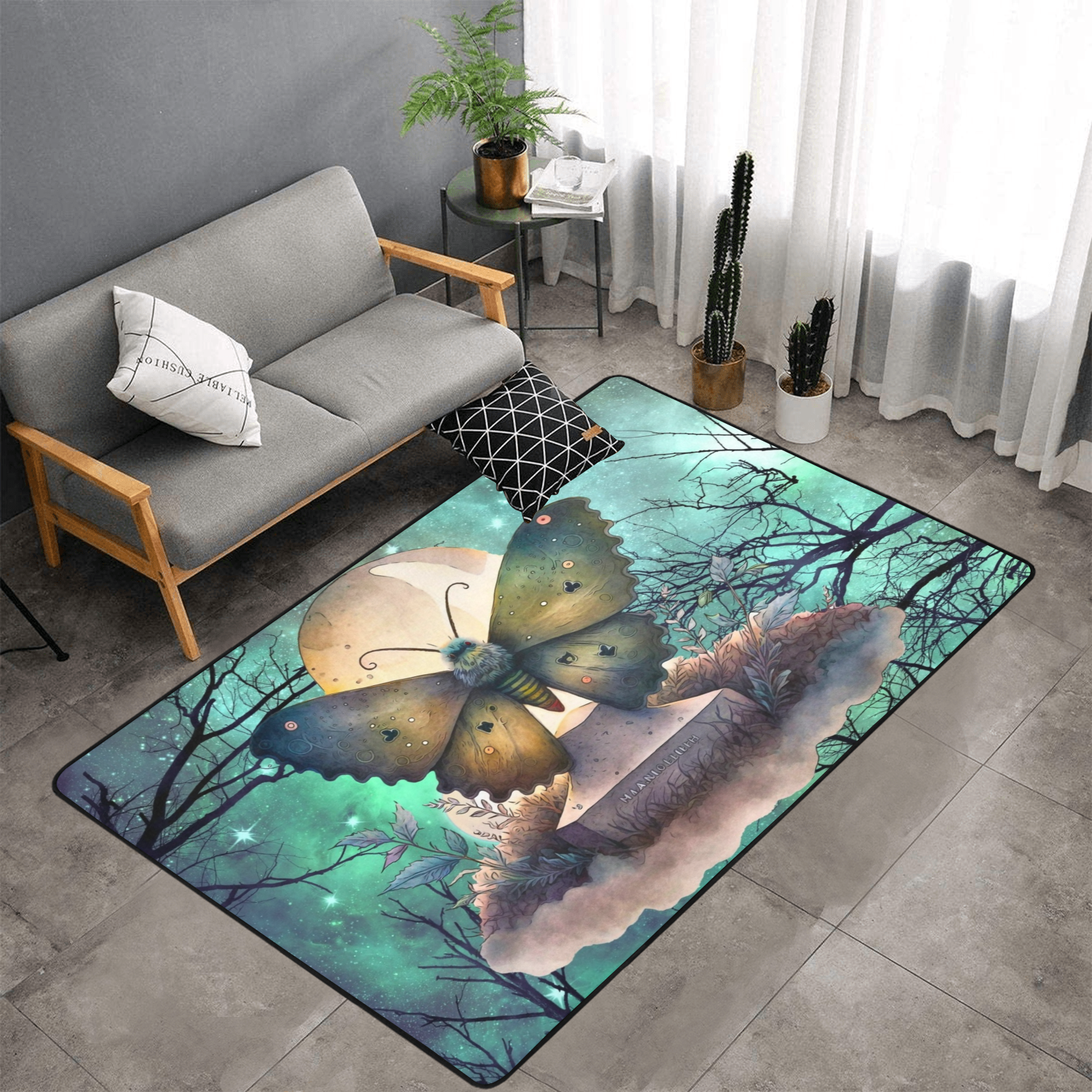 Butterfly gothic area rug Halloween rug-MoonChildWorld