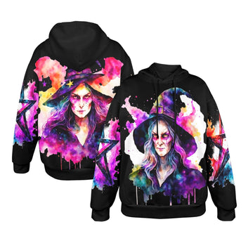 Watercolor Gothic Witch Hoodie-MoonChildWorld