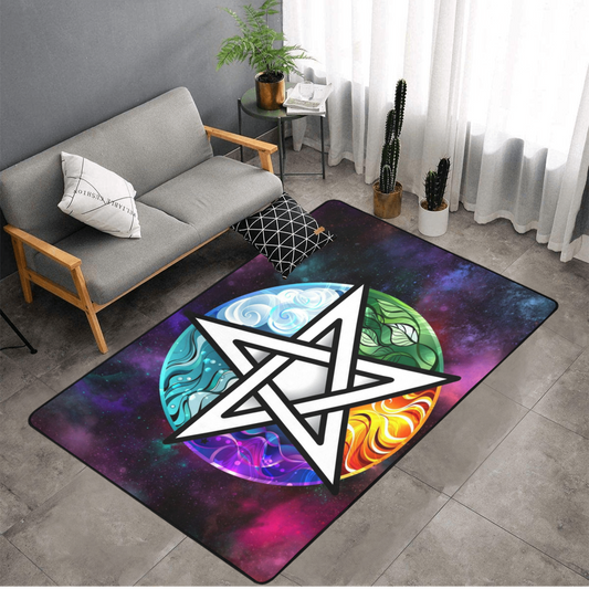 Pentagram area rug Wicca pagan rug