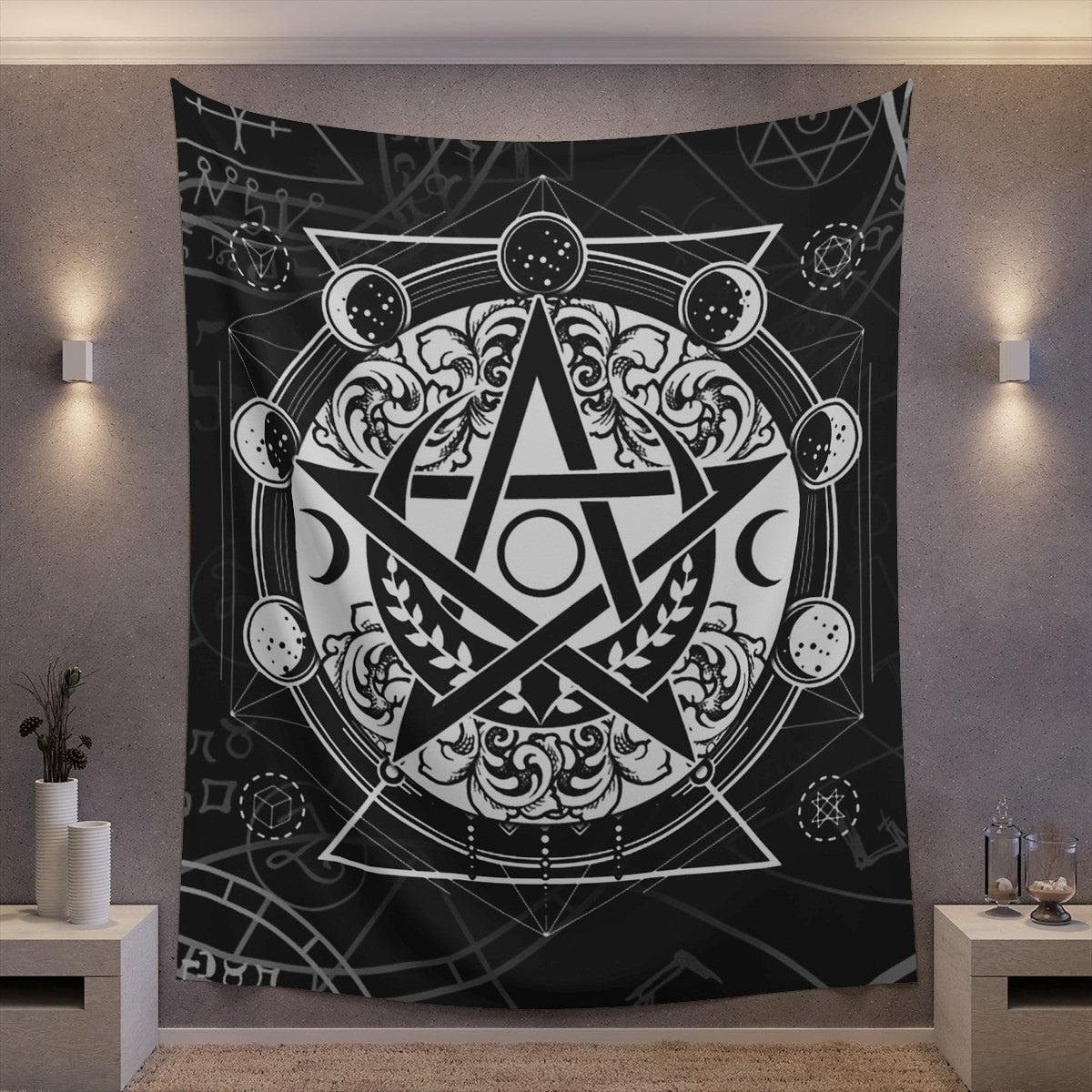 Moon phase pentagram tapestry wicca tapestry-MoonChildWorld