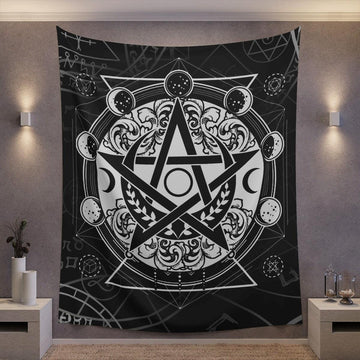 Moon phase pentagram tapestry wicca tapestry-MoonChildWorld