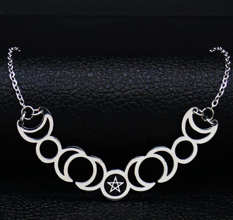 Triple moon Wicca necklace-MoonChildWorld