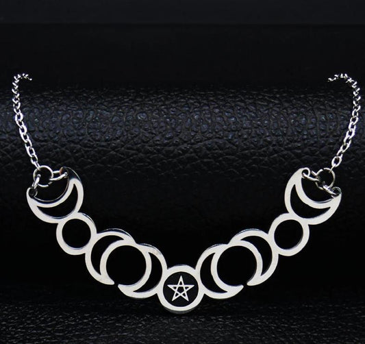 Triple moon Wicca necklace