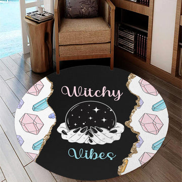Witchy vibes witch Round Rug-MoonChildWorld