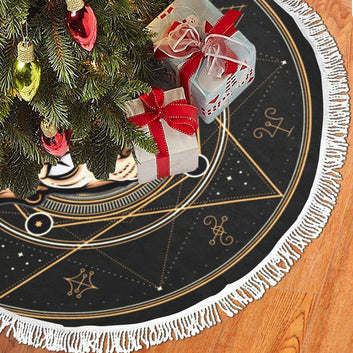 Occult cat Witch Christmas Tree Skirt-MoonChildWorld