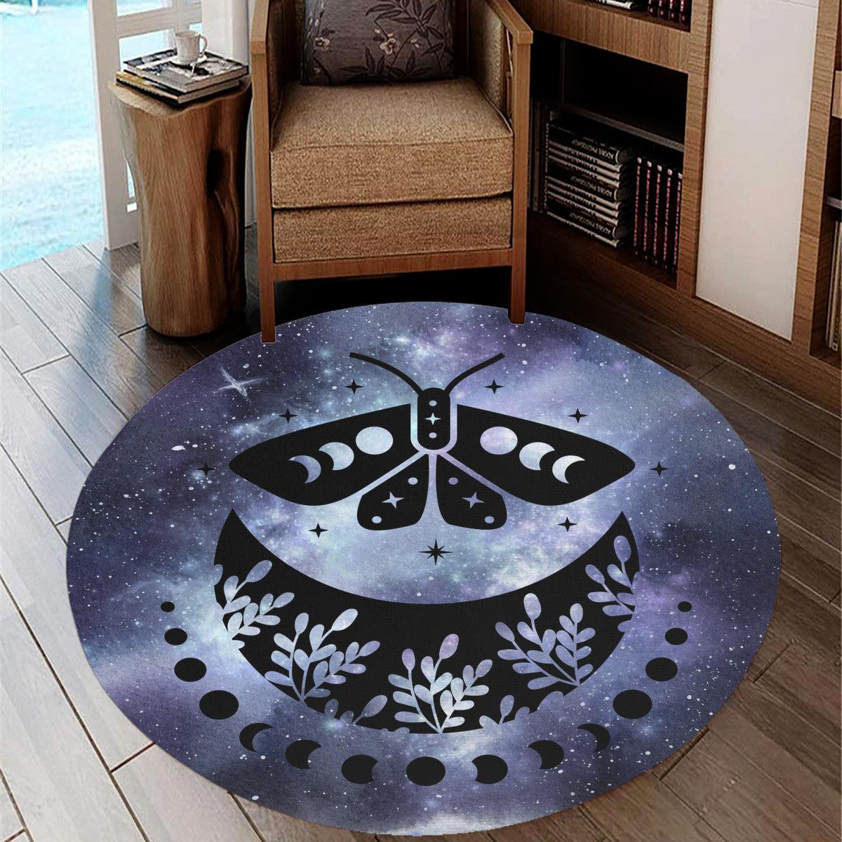 Butterfly moon Round Rug-MoonChildWorld
