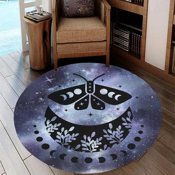 Butterfly moon Round Rug-MoonChildWorld