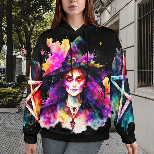 Watercolor Witch Hoodie-MoonChildWorld