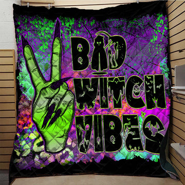 Bad Witch Vibes Witchy Quilt Blanket Halloween Quilt-MoonChildWorld