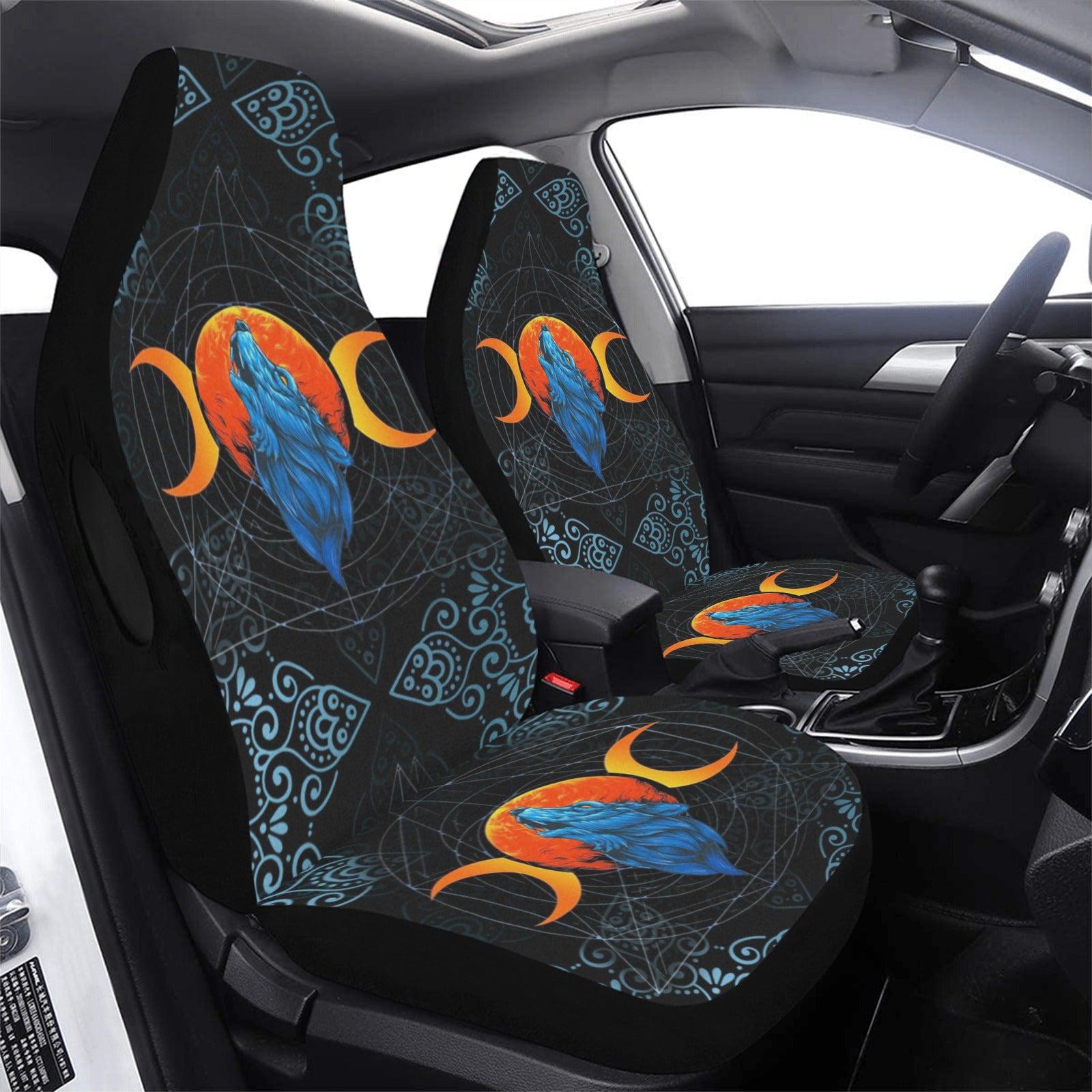 Triple moon wolf wicca Car Seat Covers-MoonChildWorld