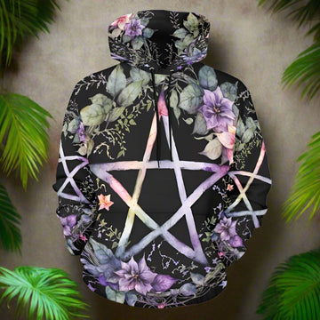 Pentagram wicca christmas Hoodie-MoonChildWorld